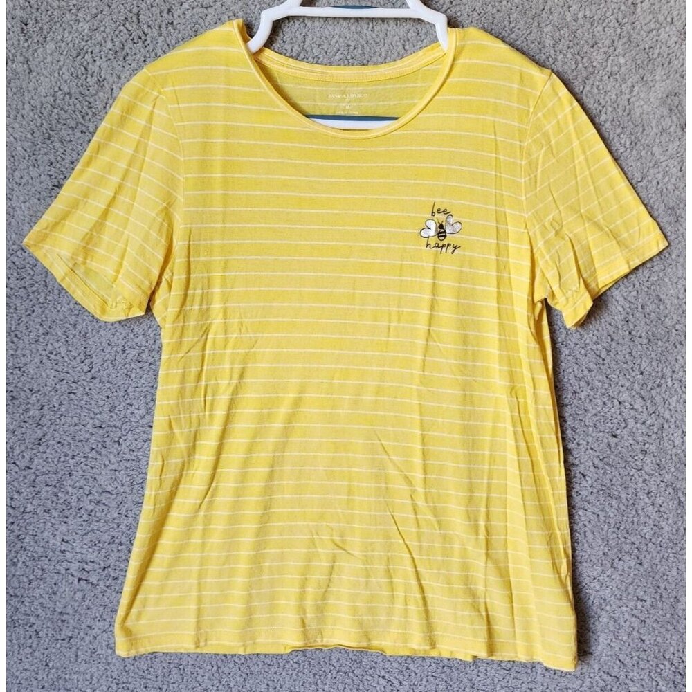 Banana Republic Women's Short Sleeve T Shirt Top Bee Happy Yellow Striped Size M